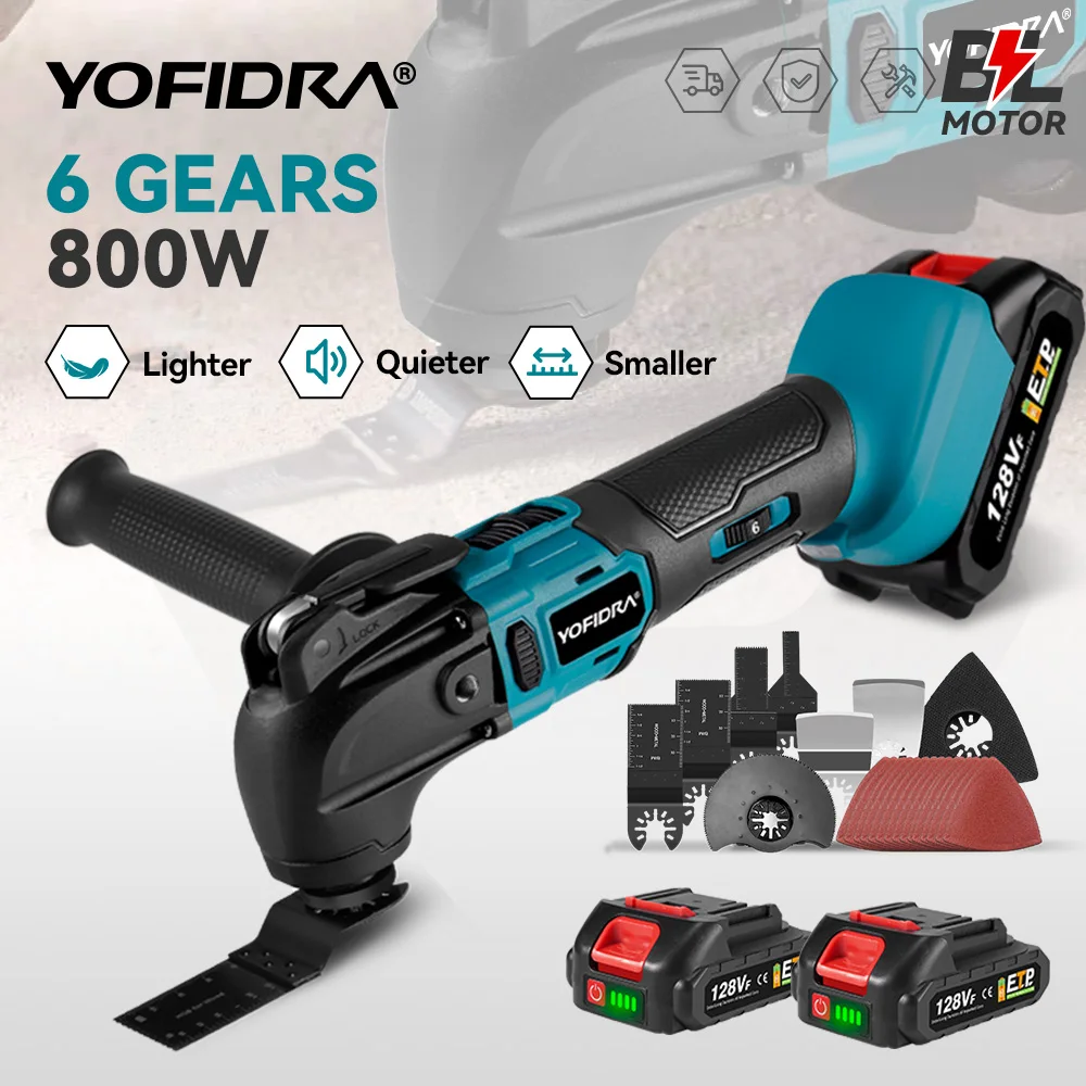 Yofidra Brushless Oscillating MultiFunction Tool Electric Saw Trimmer Shovel Polisher Woodworking For Makita 18V Battery Pin