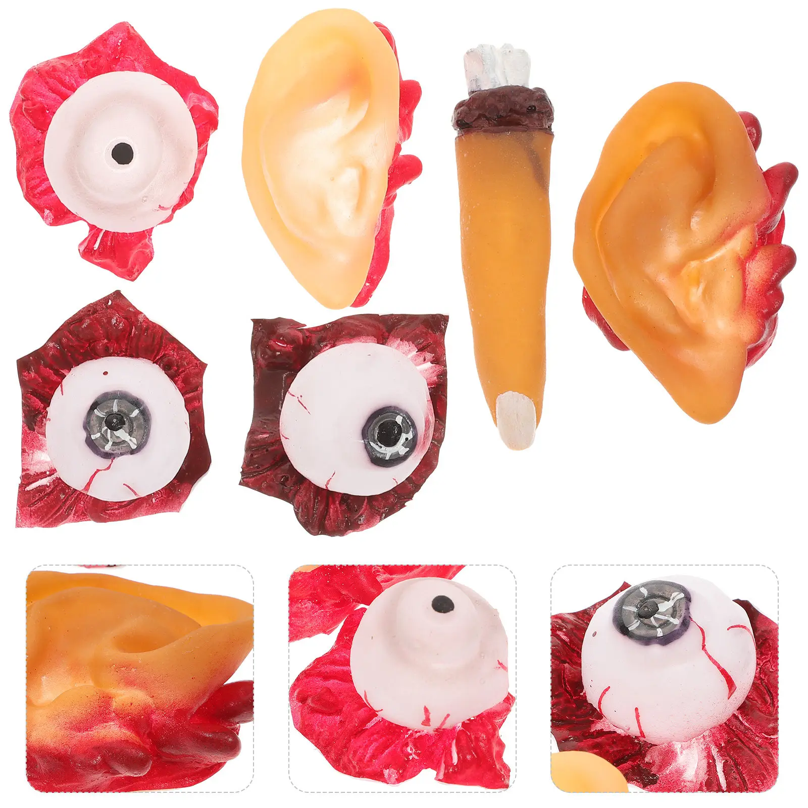 

3Pack Halloween Realistic Body Organ Decor Broken Hand Brain Heart Finger Eyeball Prop for Haunted House Door Garden Party