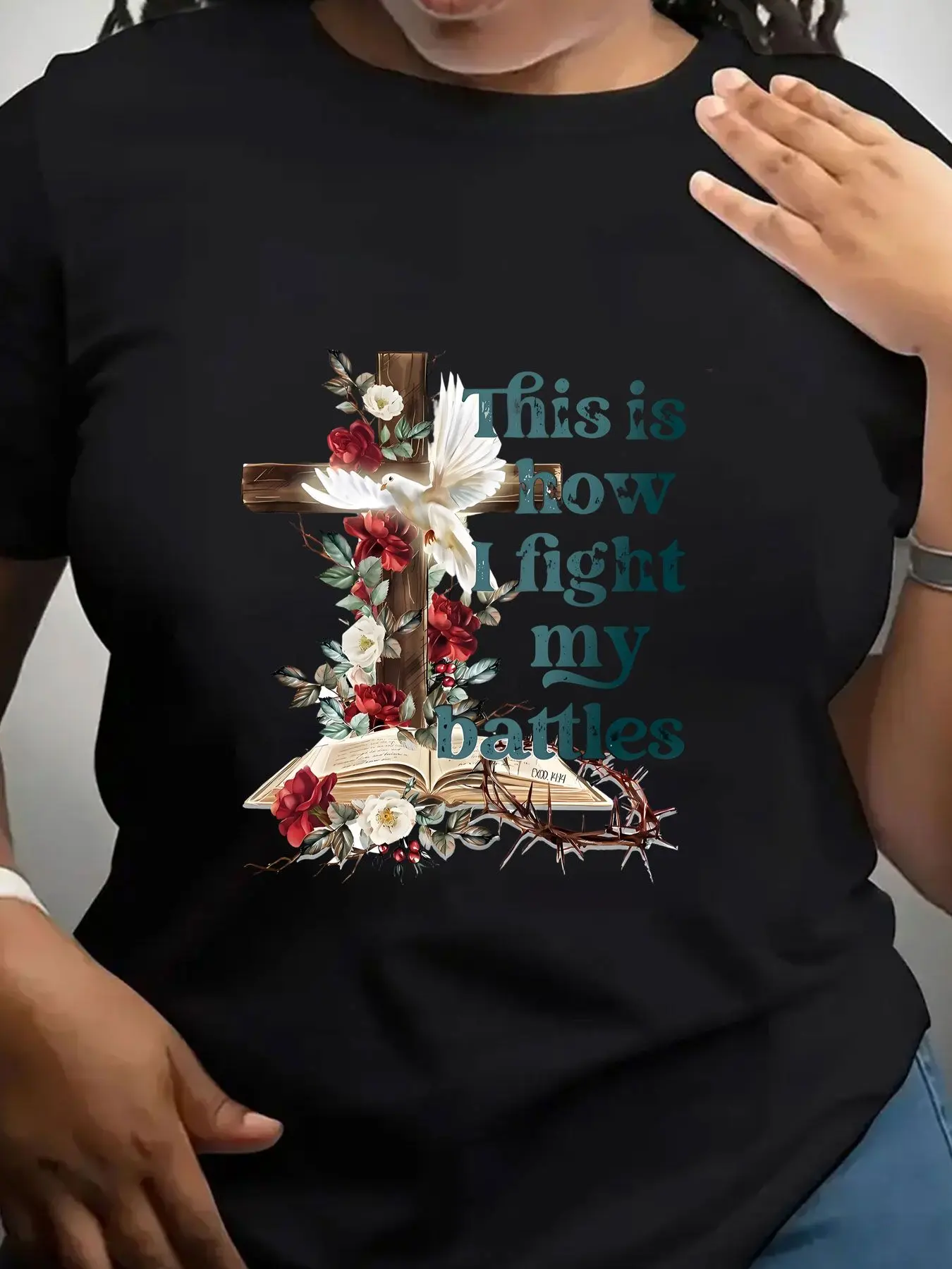 Women's Trendy Crew Neck T-Shirt This Is How I Fight Suitable for Casual Sportswear