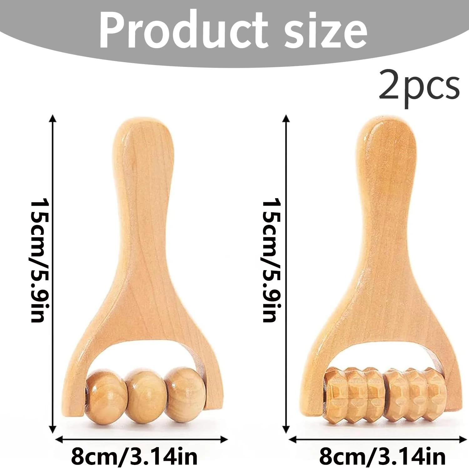 2 Pcs Wooden Smooth Massage Roller, Durable Wood Therapy Massage Tools, Manual Wooden Massager Roller for Relaxing Thighs, Calf