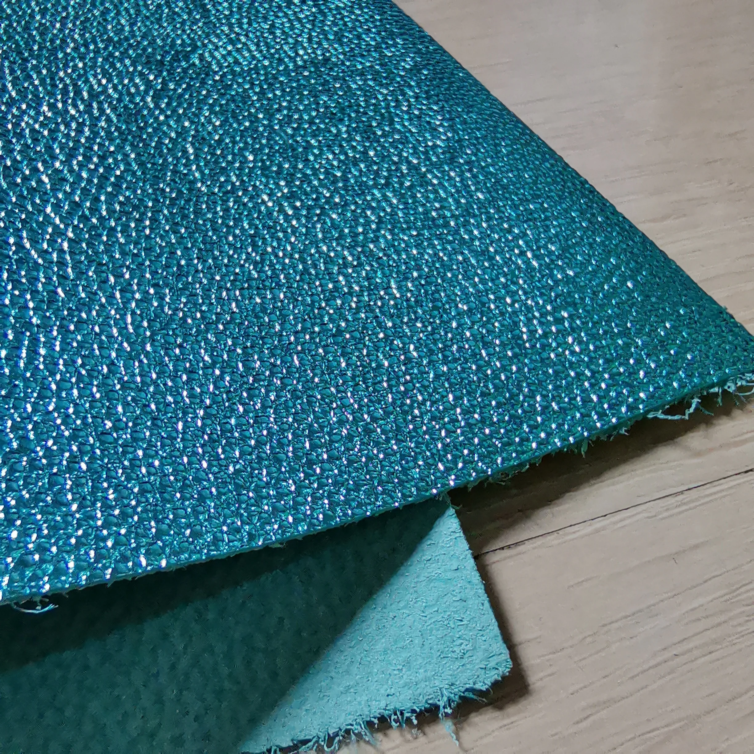 1.2mm Teal Litchi Grain Cowhide, Top-Grain Genuine Leather, Handmade DIY Leather for Bags, Color-Matched Leather, Full Hide Cut