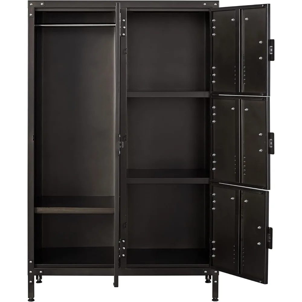 

Metal Locker Storage Cabinet,55" Steel Retro Wardrobe,4 Doors Lockable,Adjustable Feet Organizer Locker for Employees Home Offi