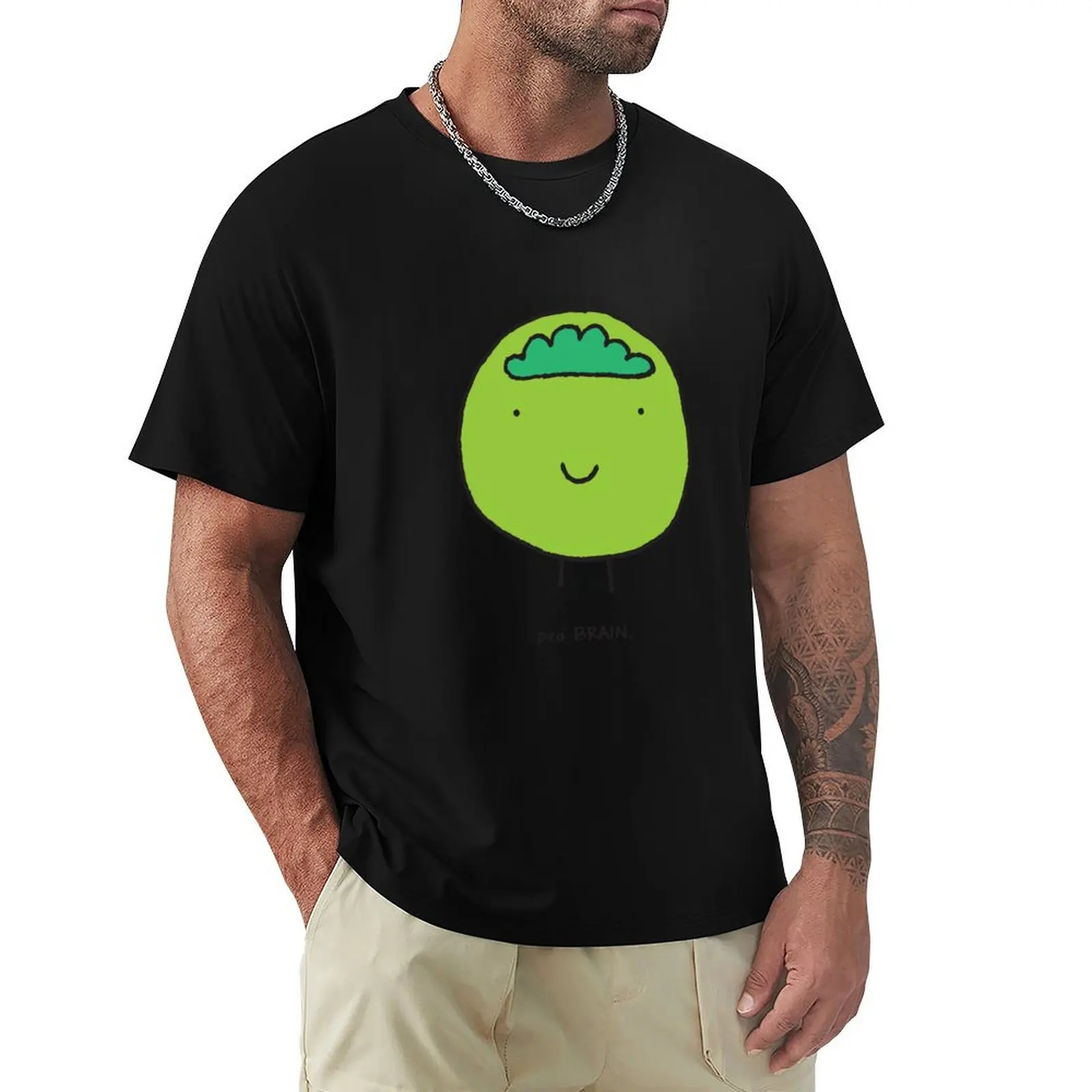 Pea Brain - Cute Doodle T-Shirt Stylish Print Short Sleeve Tee
