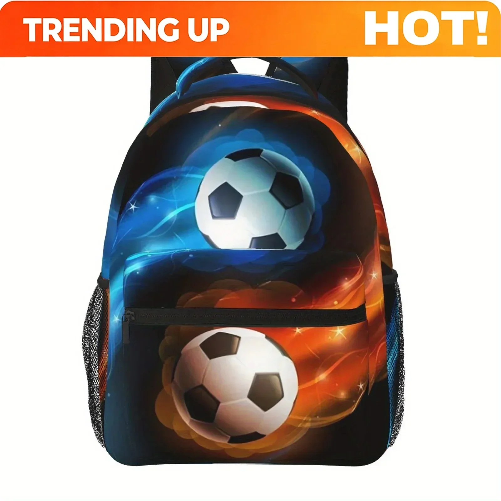 Custom Bag 1pc Soccer-Themed Large Capacity Backpack With Double Mesh Pockets – Lightweight, Durable 14.5