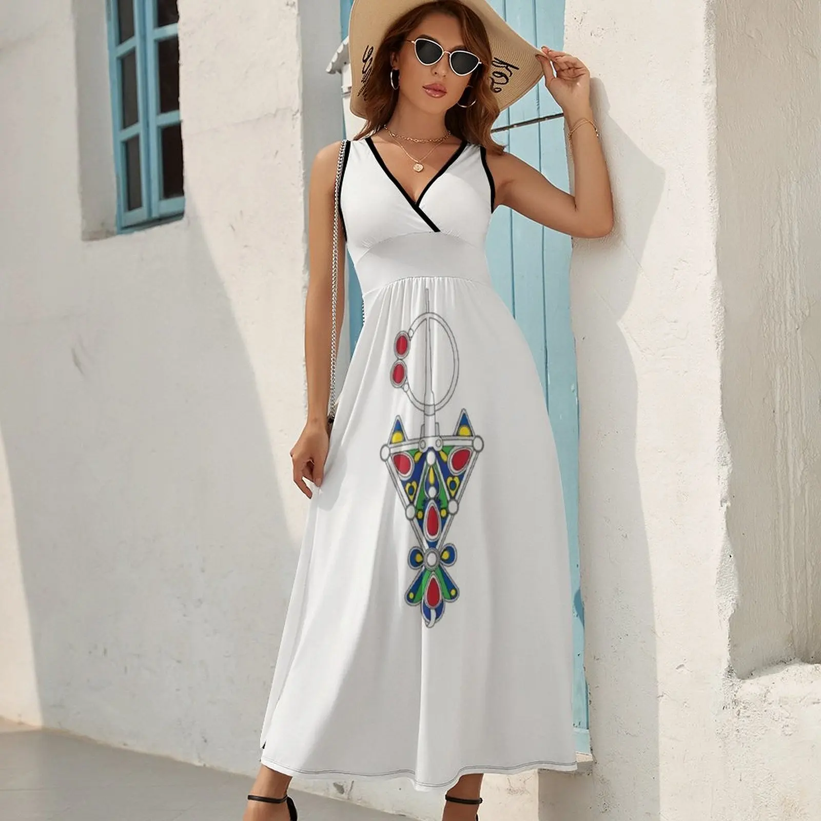 Amazigh Berber kabyle Symbole Sleeveless Dress Women\'s summer dresses chic and elegant woman dress Women\'s summer dress