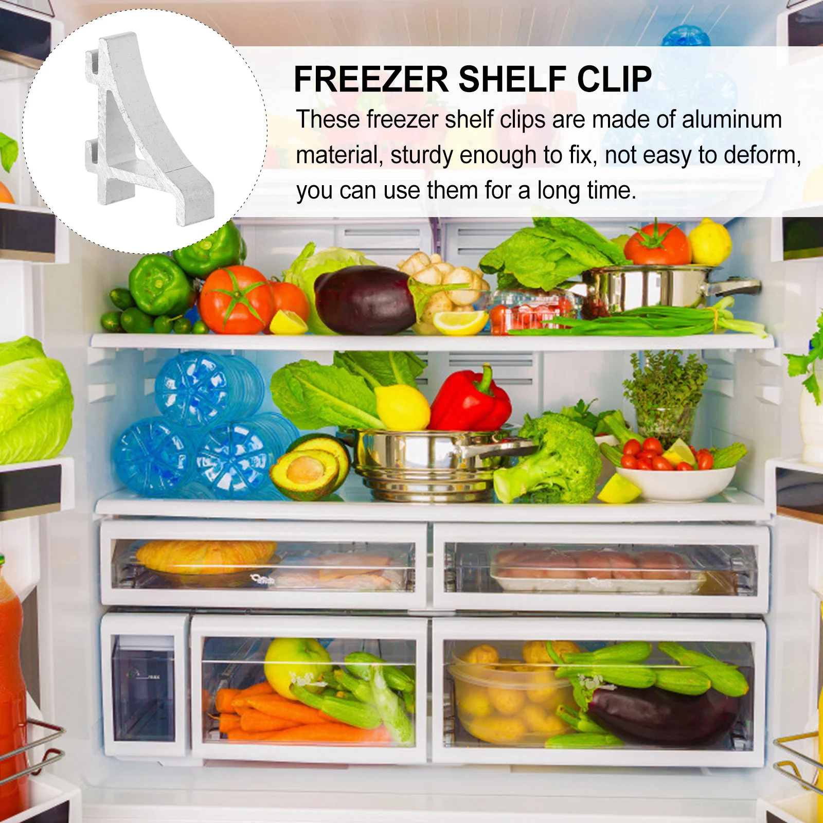 

10Pcs Stainless Steel Freezer Shelf Clips Aluminum Refrigerator Clamp Metal Cooler Shelf Brace Durable Fix Freezer Clamp