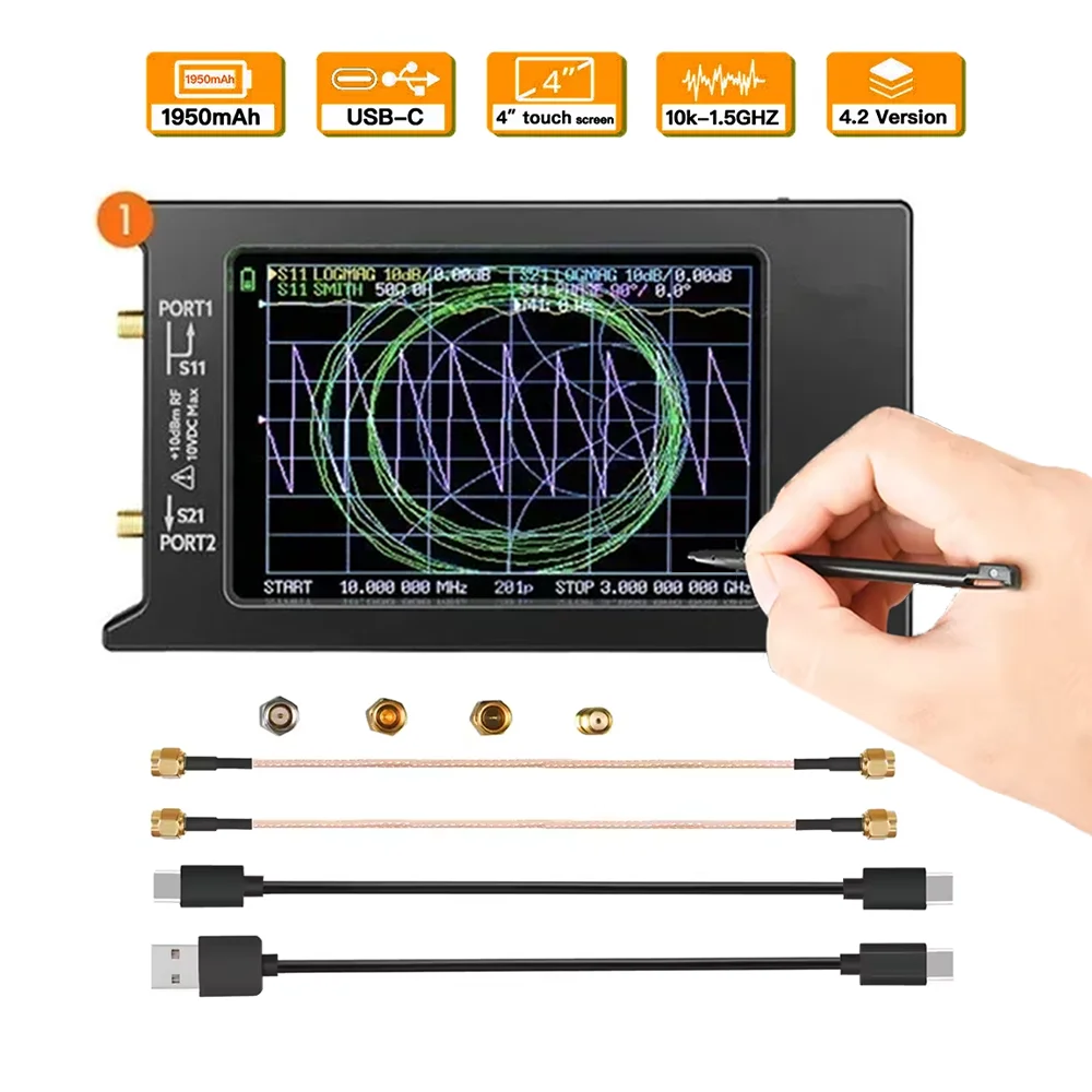 

2025 New NanoVNA-H4 Vector Network Antenna Analyzer Spectrum Anslyzer 10KHz-1.5GHz MF HF VHF UHF Antenna Tuner NanoVNA