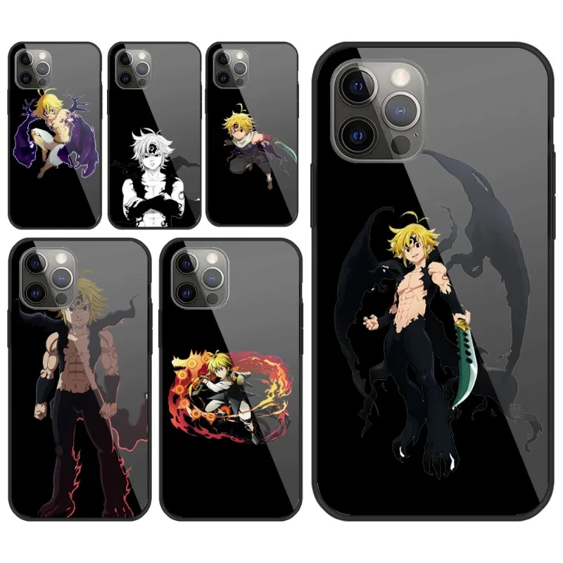 Meliodas Anime Phone Case For IPhone 14 13 12 11 XS X 8 7 6 Plus Mini Pro Max SE 2022 Black PC TPU Glass Cover