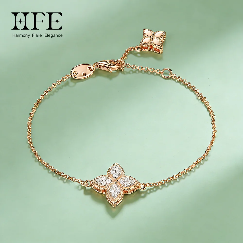 

HFE Lucky Clover 5A Zircons Bracelet Women's Adjustable Exquisite Bracelet Valentine's Day Birthday Party Ideal Gift