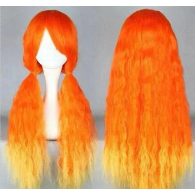 xdfzs>> Cosplay Lolita Long Curly Orange & Yellow Heat Resistant mix Party Hair Wig