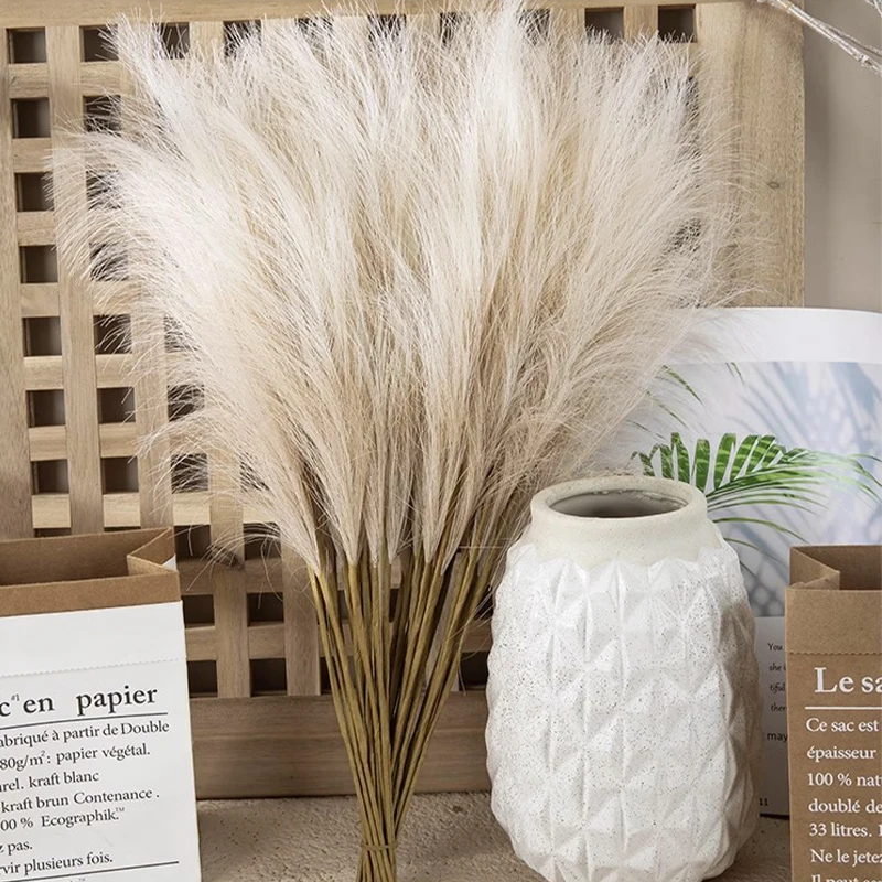 10pcs Reed Pampas Grass Simulation Fluffy Pampas Grass Boho Decor Flower Fake Plant High Quality Bouquet Home Propbackground