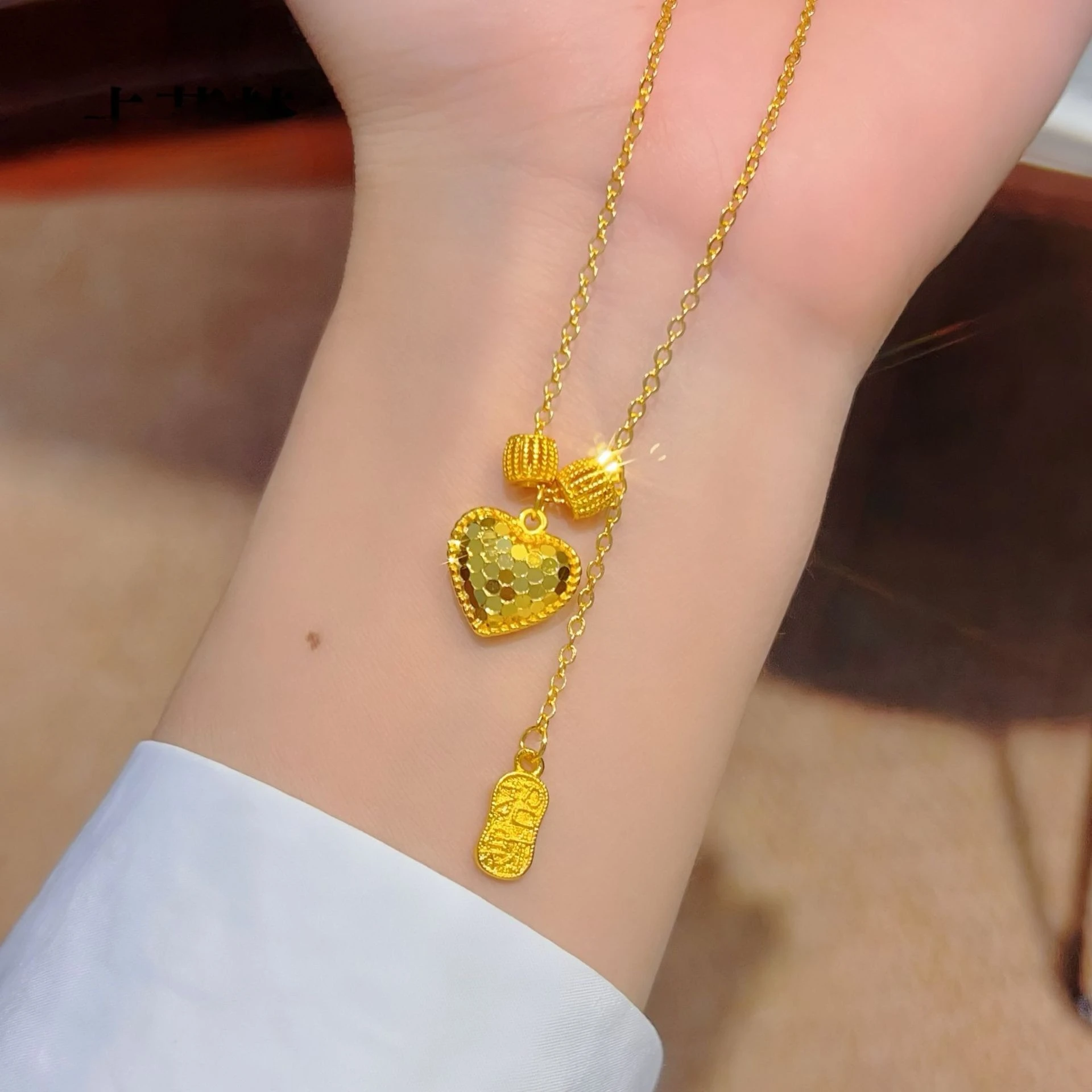 

Fine 18 K Gold Color Heart Shape Pendant Necklace for Women Wedding Birthday Not Fade Jewelry Chain Gifts