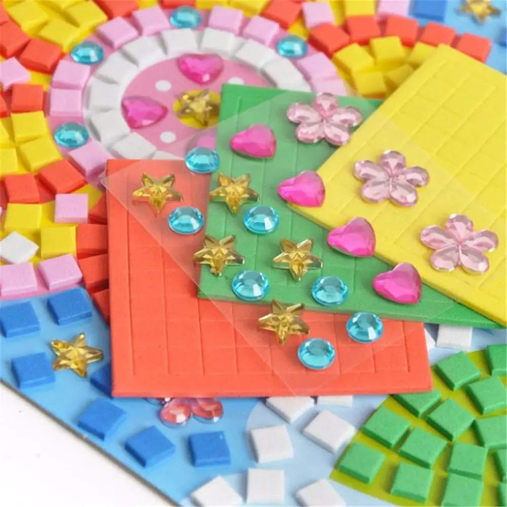 Cartoon  Creative Kids Game Early Educational DIY Kits 3D Mosaics Puzzle drawing toys Stickers EVA Foam