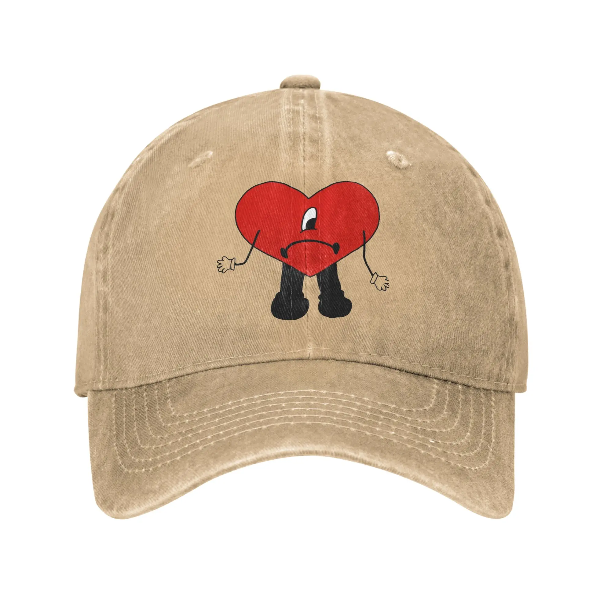 Sad Heart Bad Bunny Baseball Cap Classic Distressed Washed  Headwear Unisex Style Outdoor Summer Gift Caps Hat