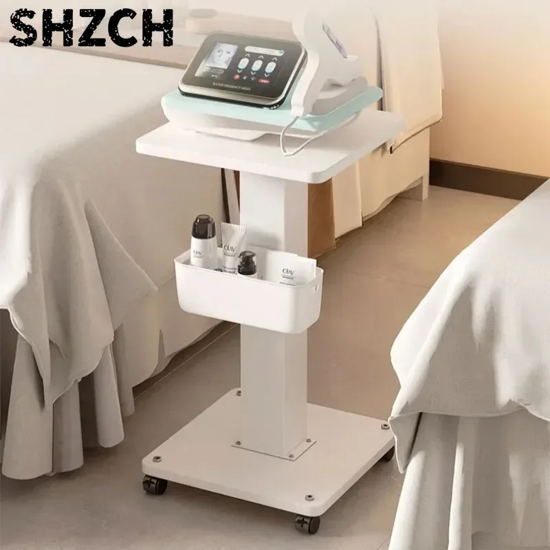 Beauty Equipment Rolling Cart, Small Trolley for Salon with Hydraface Stand, Mobile Storage Rack for Facial Machines Tools
