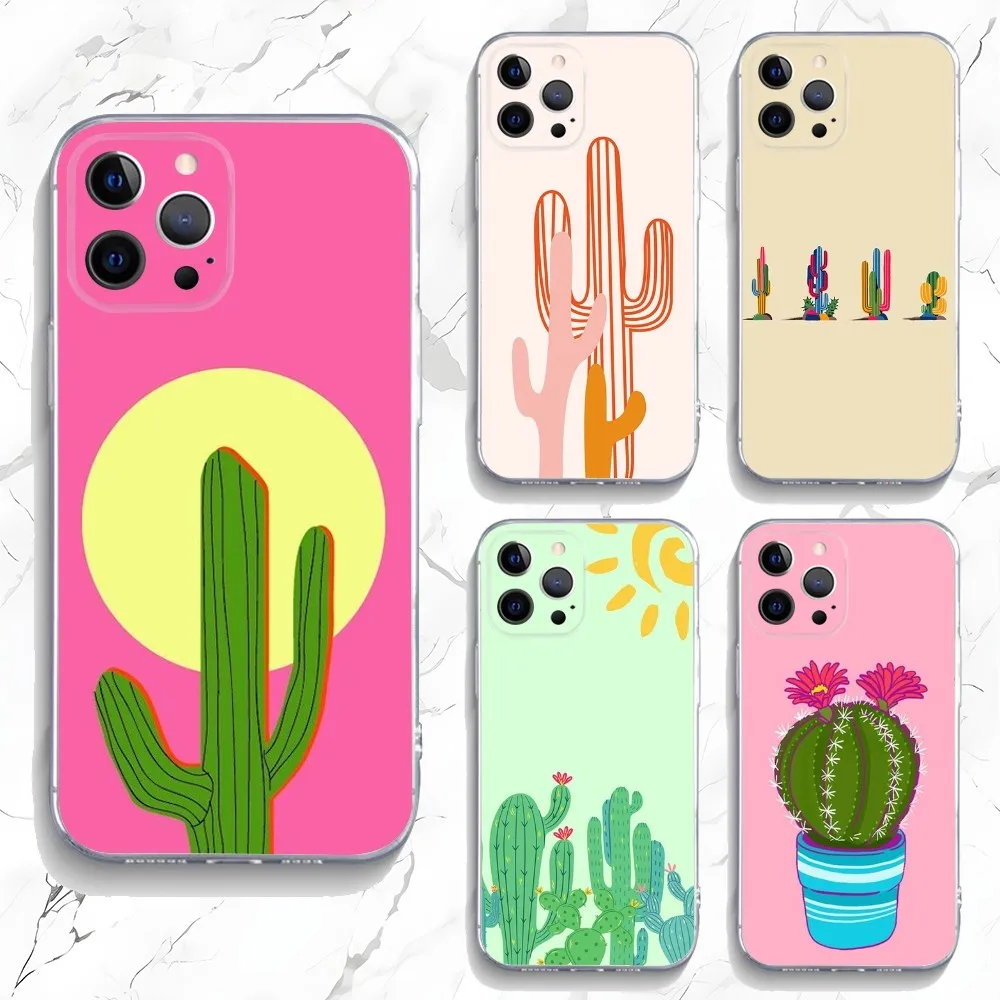 

Plant Cactus Phone Case For iPhone 15,14,13,12,11 Plus,Pro,Max,XR,XS,X,7,8 Plus,SE,Mini Transparent Silicone Soft
