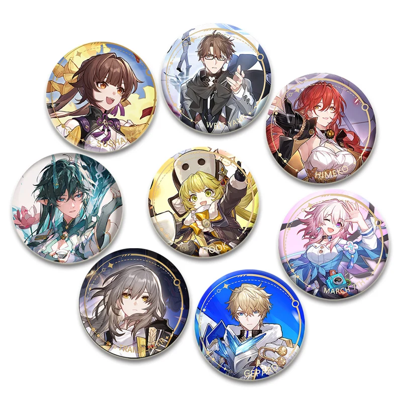 Anime Characters Stelle Caelus March 7th Himeko Badges Brooches for Hat Creative Lapel Pins Soft Button Pin Decoration Gift