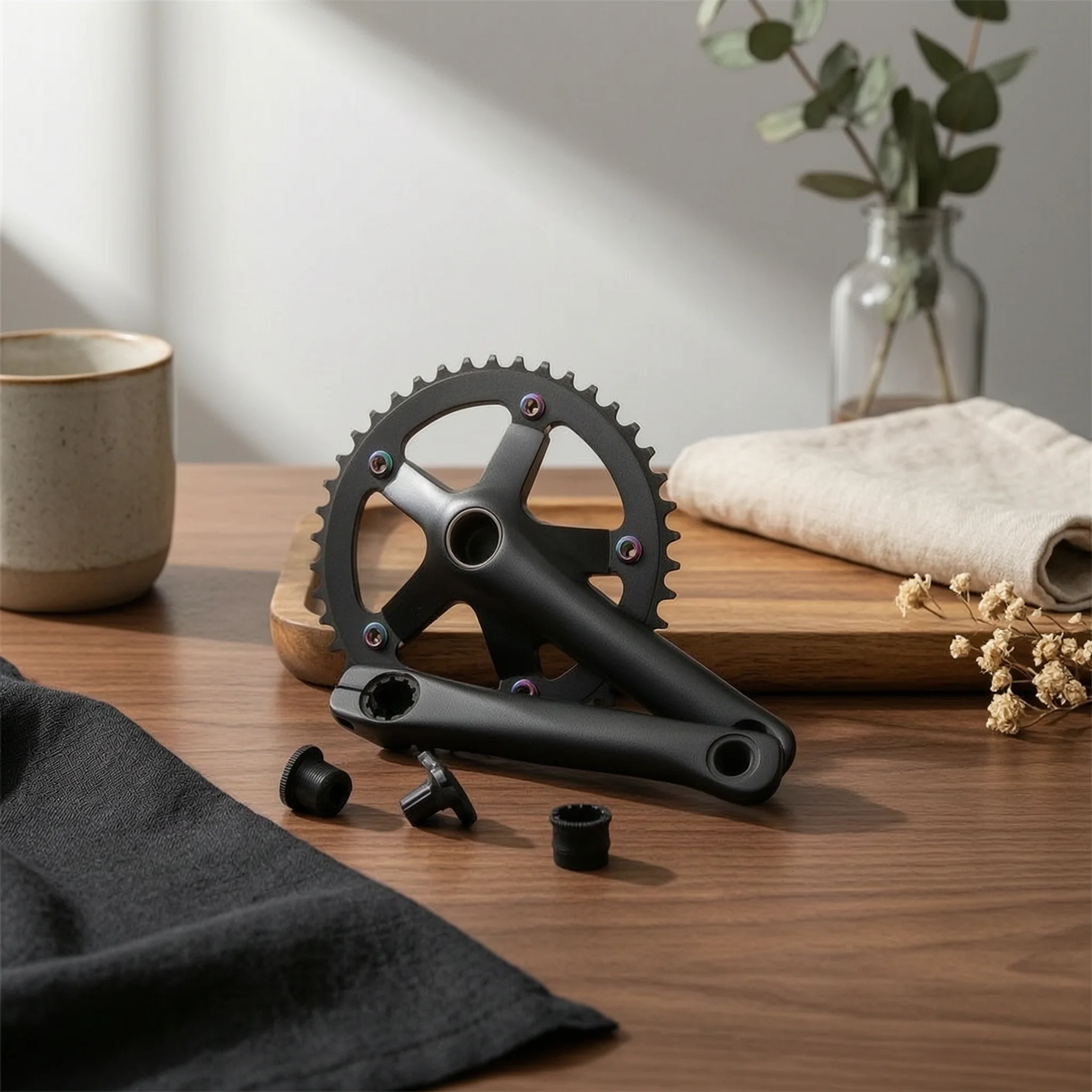 Bike Crankset with Bottom Bracket Integrated Crankset with Bottom Bracket High-Strength Long-Lasting for Cyclists, Road Bikes