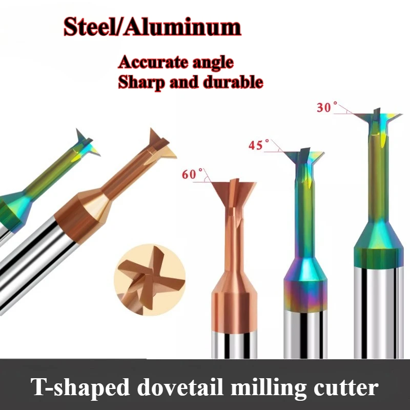 

SYS Hard Alloy Dovetail Milling Cutter CNC Tool 30 45 60 Degree Metal End Mill T-slot Milling Cutter Machining Tool 2mm-12mm