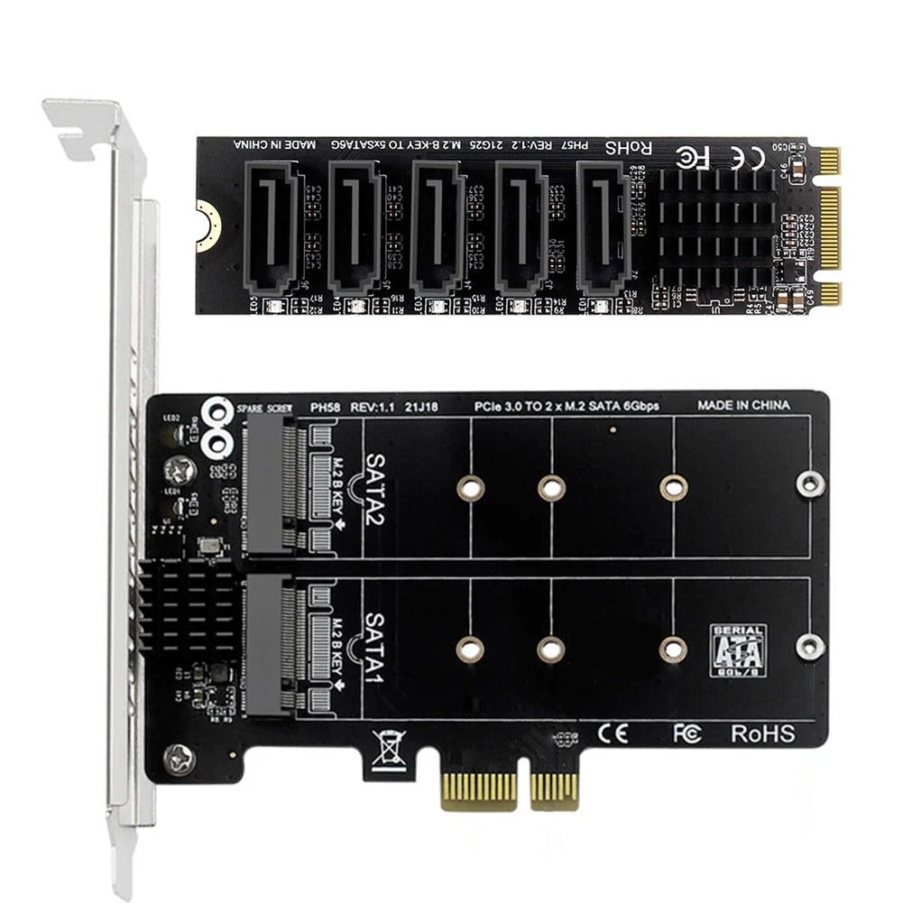 

M.2 NGFF B-ключ к SATA3 Dual-Disk Array Card RAID SSD адаптер карта M2 SATA Расширенная карта PCIe X1/X4/X8/X16 плата адаптера 5 SATA