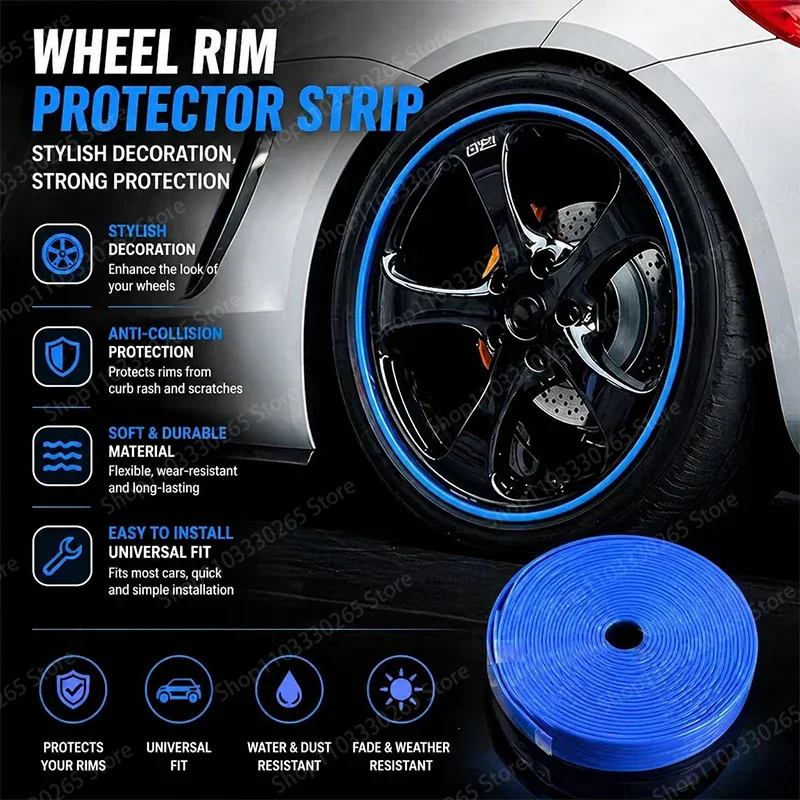 Car Wheel Rim Guard – Protects Rims from Scratches, Curb Damage, Stylish Look, Flexible Material, 8M Length for All Cars