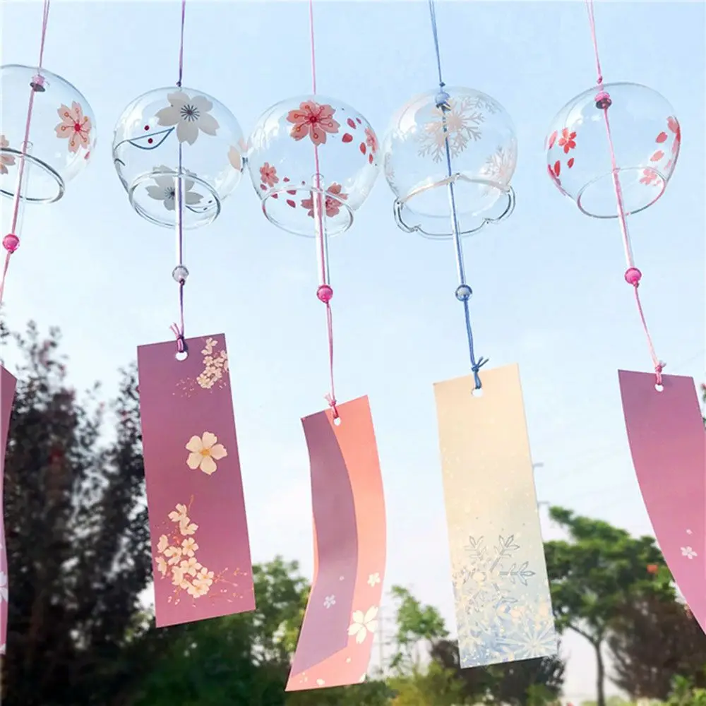 Campana de viento creativa japonesa, campanillas de viento hechas a mano, cristal Furin Spa, decoración de habitación japonesa, colgante de jardín, cocina, oficina, decoración del hogar, 1 ud.
