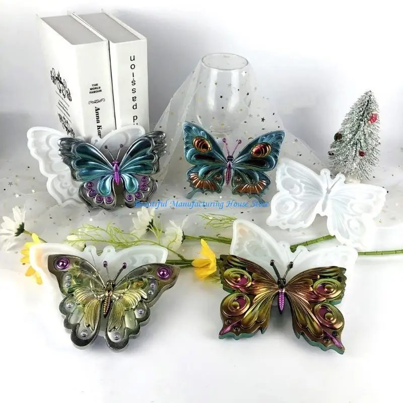 

E56A Butterfly Shaped Silicone Mold Wall Decoration Mould DIY Table Ornament Tools Plaster Crafts Making Supplies Non-stick