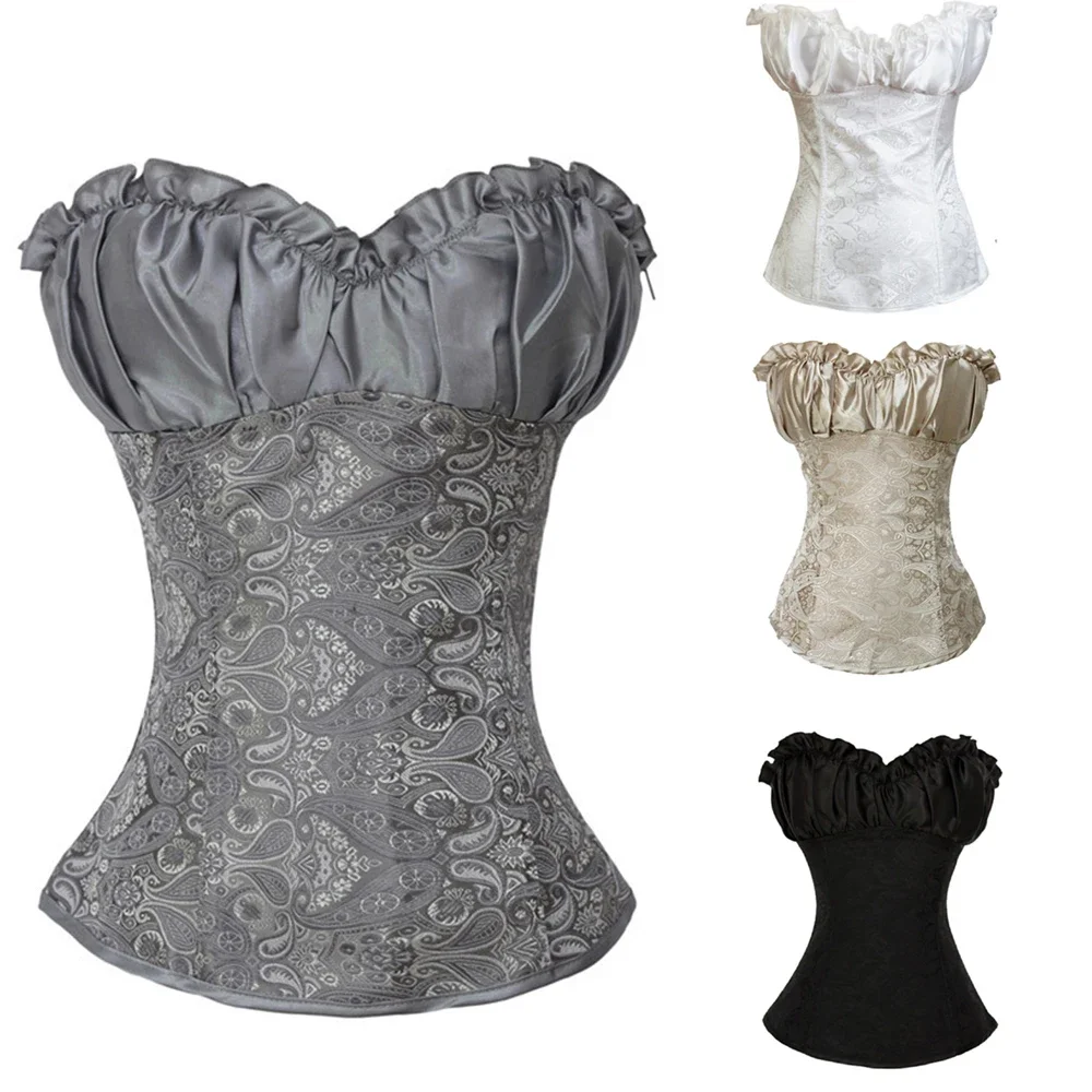 Corsets And Bustiers for Women Floral Brocade Bustiers with Straps Sexy Plus Size Costumes Corselet Overbust Cosplay