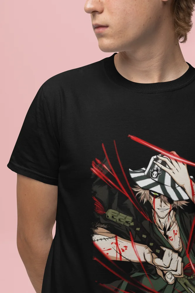 Urahara Kisuke Tshirt Bleach Anime T-Shirt Zaraki Shirt Ichigo Bankai Tee Aizen