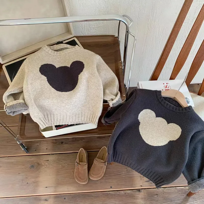 MJ230187 Korean-Style baby Sweaters, Autumn and Winter Outfits for Boys and Girls, Newborn Outerwear, Bear Hooded Knits