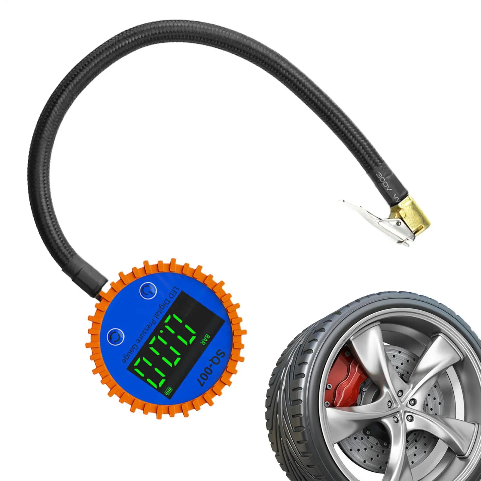 

Цифровой манометр в шинах 0-255PSI, быстрое подключение, противоскользящий цифровой манометр в шинах с надувальником для прицепа, автофургона