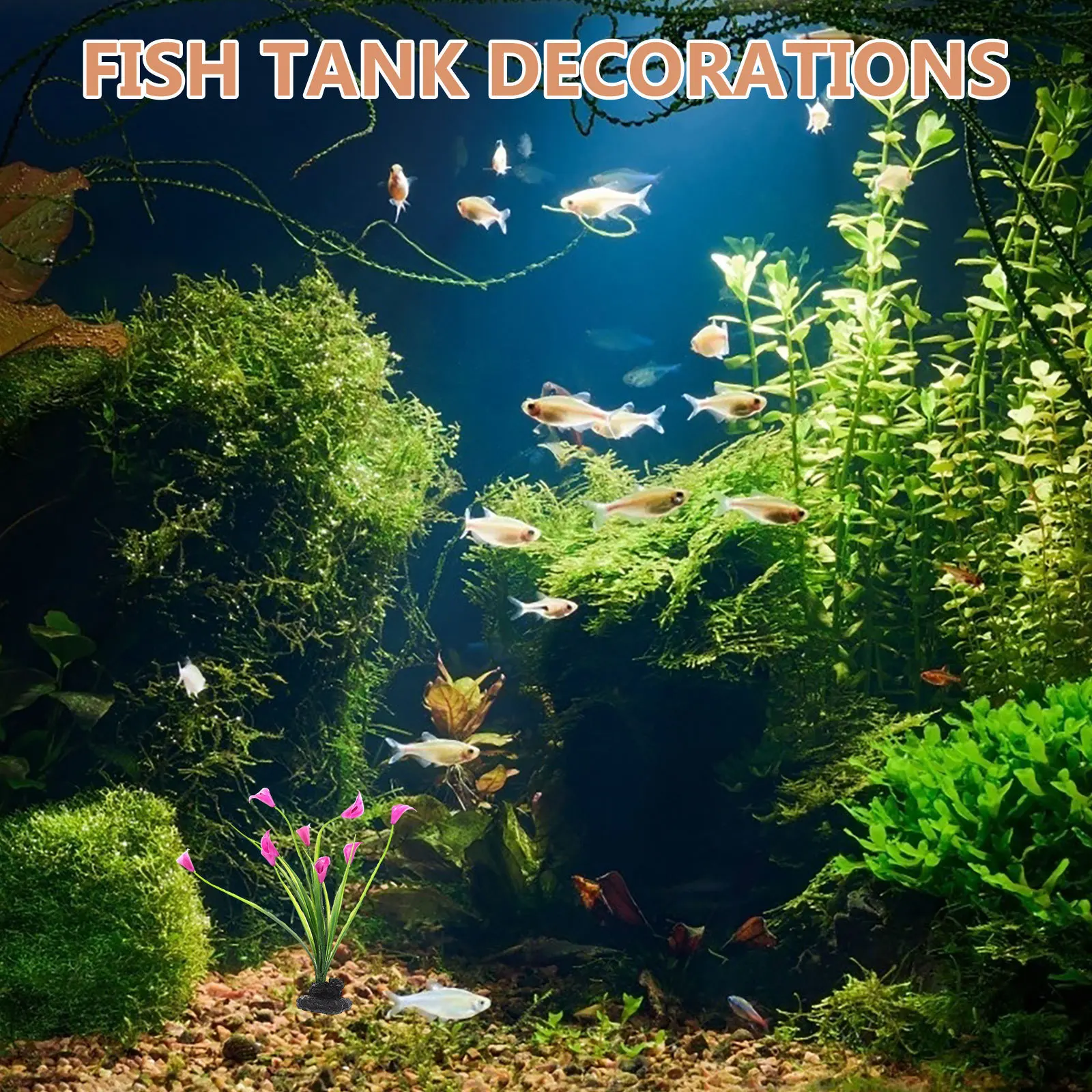 

2Pcs Fake Plant Aquarium Decoration Fish Tank Decor Delicate Desktop Aquarium Plant Compact Household Fish Tank Accessories