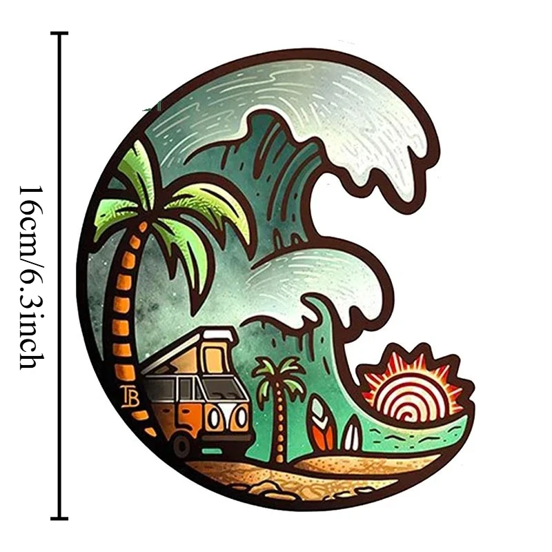 1pc 2D Flat Vanlife Camping Style Vinyl Stickers, Waterproof Decal For Car Window Bumper Laptop Decor, Holiday Gift.16cm