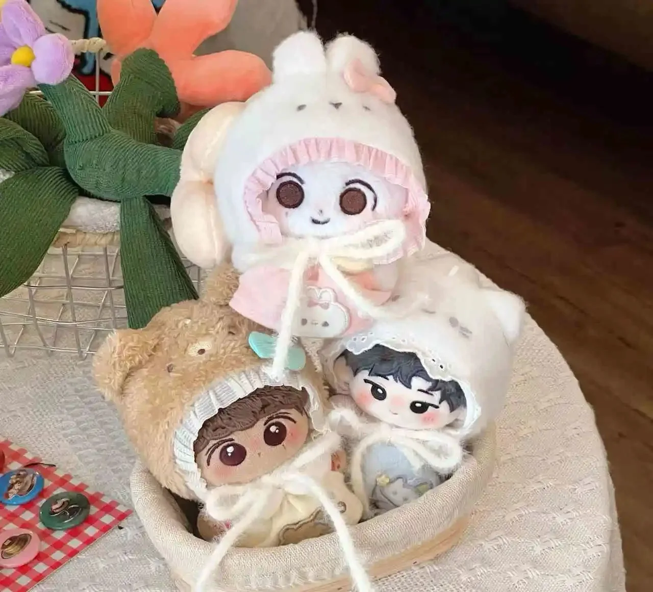 Sweatshirt Baumwolle Puppe Hoodie Plüsch Gefüllte Idol Plüsch Puppe Kleidung Cartoon Kawaii 10CM Baumwolle Puppe der Kleidung Spielen Haus