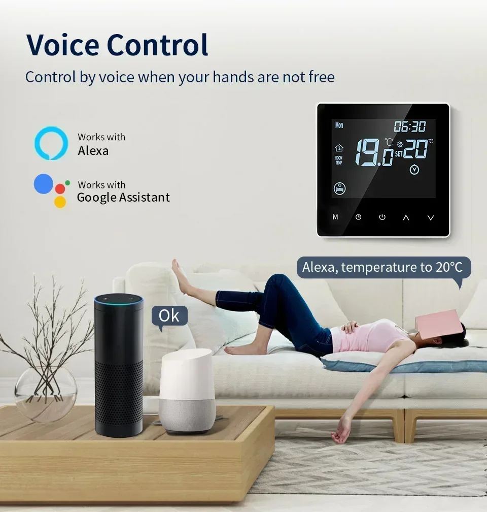 TNCE Tuya WIFI Thermostat, Electric Floor Heating Control, Temperature Remote Controller,Smart life app, Voice Google Home Alexa