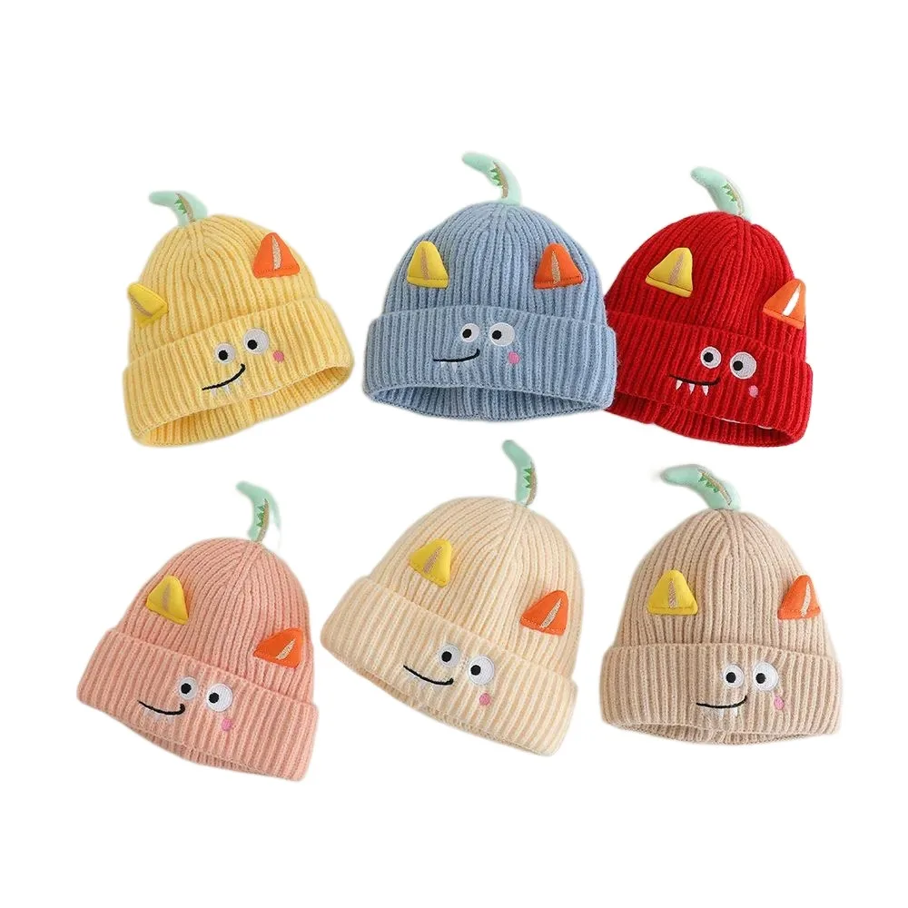 

Cartoon 0-24 Months Knitted Hats Ear Protection Solid Color Baby Scarf Soft Warm Neck Gaiter Set Autumn and Winter