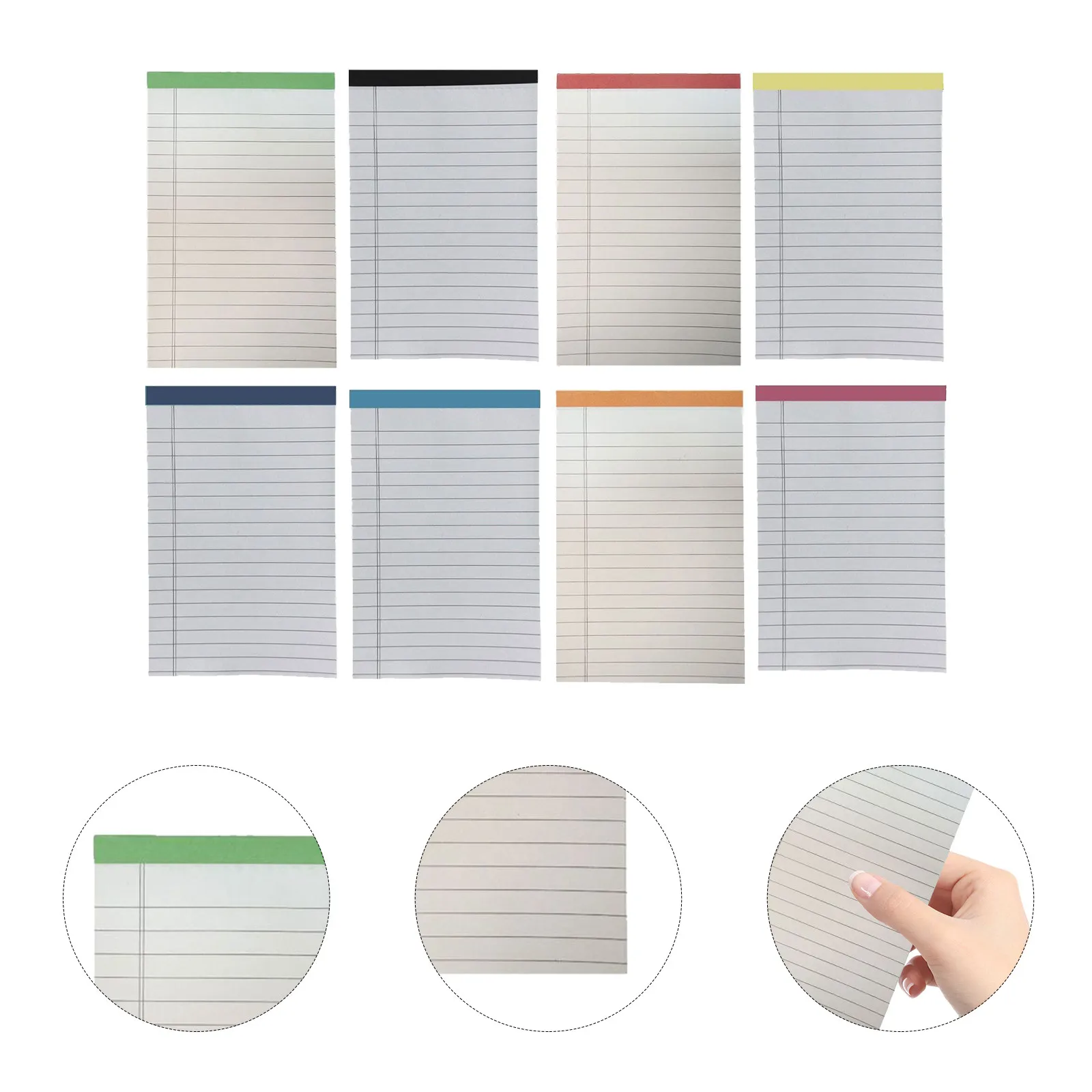 

8Pcs A6 Legal Ruled Tear-Off Notepads Thick Paper No Bleed Portable Pocket Notebook for Students Professionals Daily Note Taking