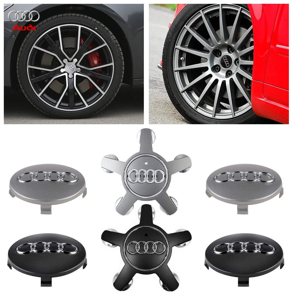 4Pcs Car Audi Original 59mm 128mm Wheel Center Cap Hub Covers Badge Accessories For Audi A3 8P A4 A5 A6 C7 A7 A8 S4 S6 RS TT Q7