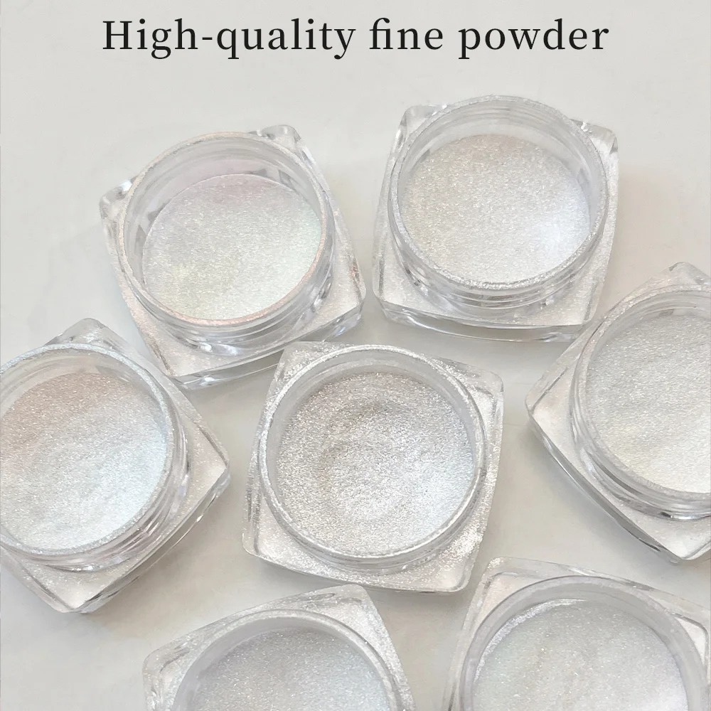 كانيوم أورورا لؤلؤة بيضاء الأظافر مسحوق ضوء القمر فرك على مسحوق مرآة الكروم الصباغ لمسمار الفن صالون مانيكير الديكور #5
