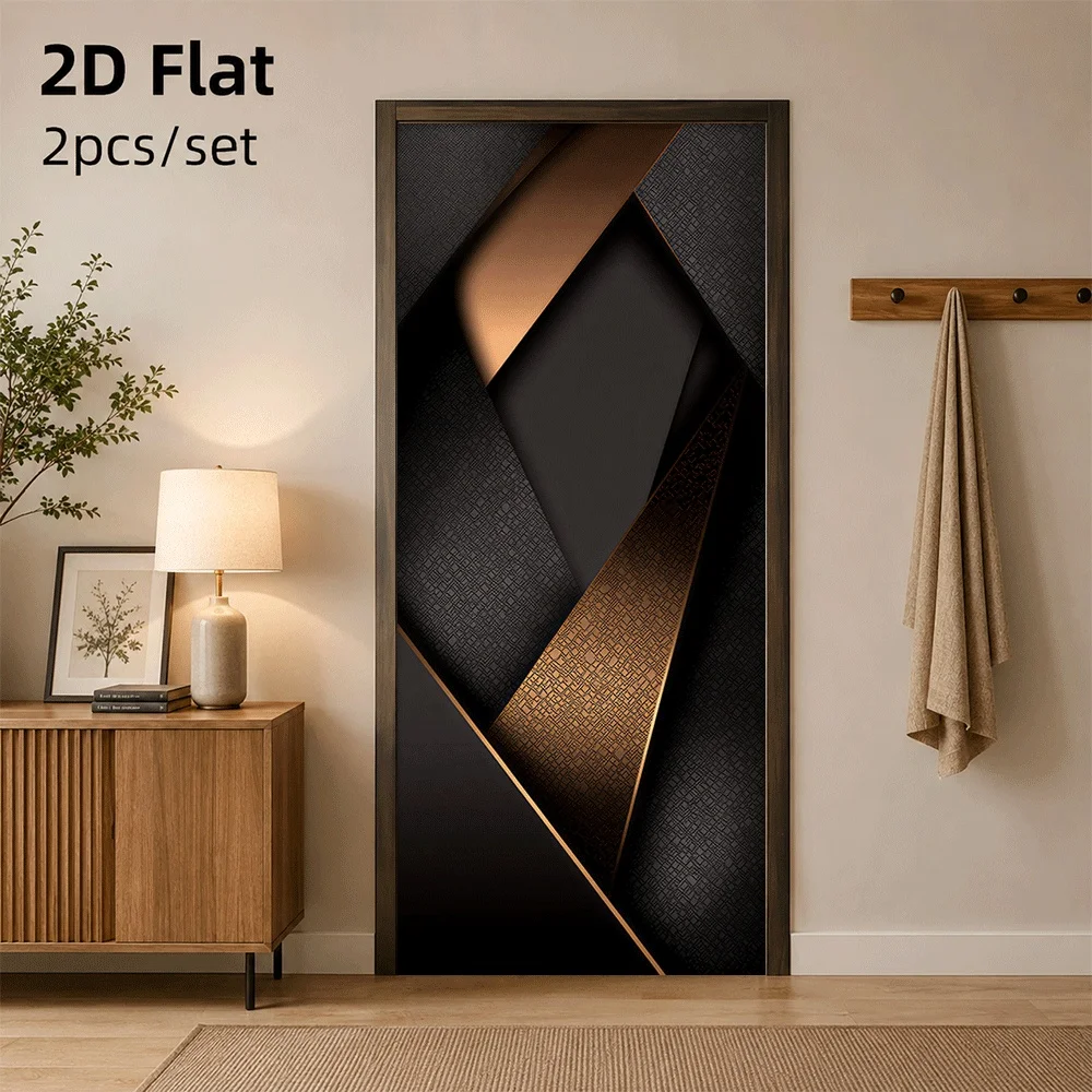 1 piece of high-end metal texture door sticker self-adhesive waterproof, removable, residue free 2D flat surface