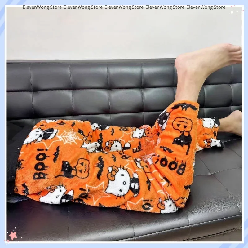 Sanrio Hello Kitty Pajama Pants Anime Sanrio Loose Pants Cartoon Couple Loungewear Women Leisure Home Trousers Halloween Gifts