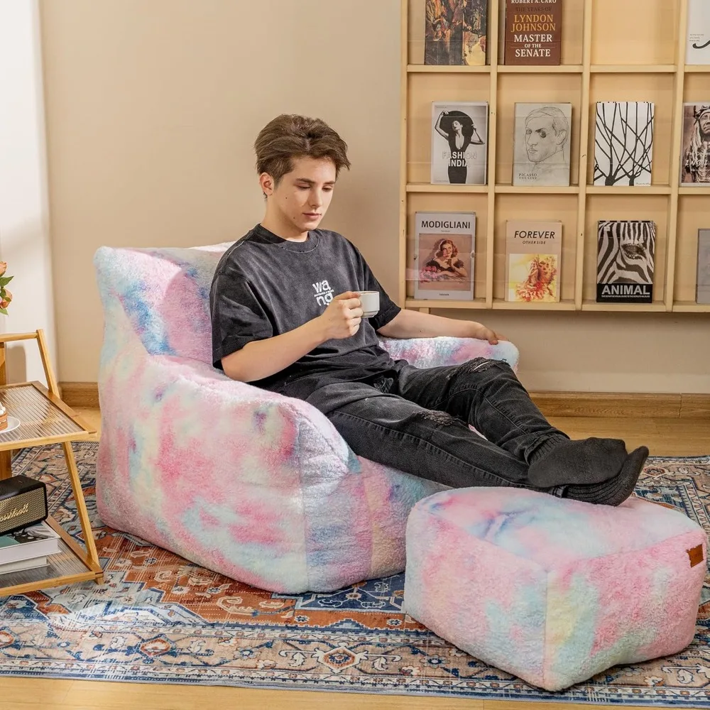 كرسي بين باج، كرسي كيس القماش شيربا أكسنت ومجموعة عثمانية، كرسي كيس القماش الصناعي مع رغوة الذاكرة المملوءة، أريكة كسولة مريحة #2