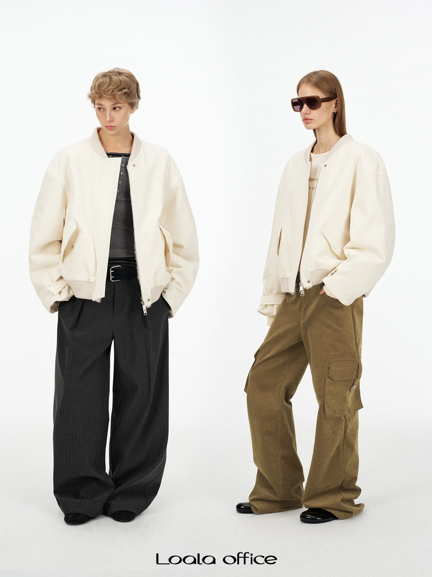 

Женская укороченная куртка Loala Office Classic из чистого хлопка с воротником-бомбером и отделкой из овечьей шерсти, приталенного кроя, для повседневной носки