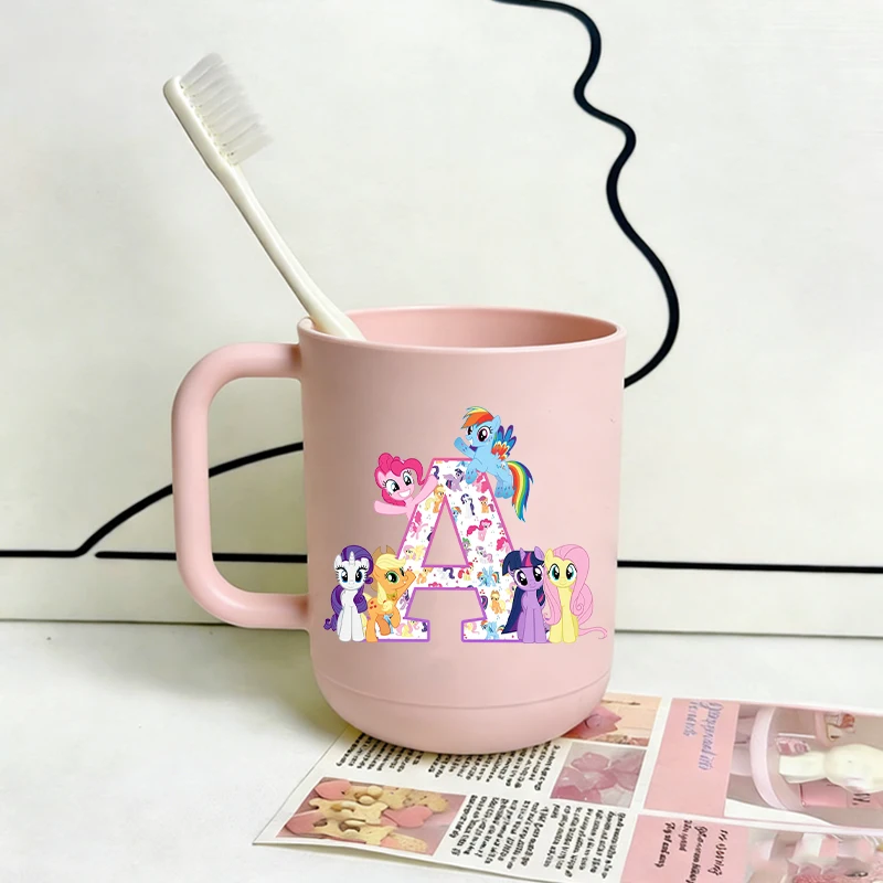 

My Littles Ponyi Toothbrush Cup Girls Cute Unicorn Letter A-Z Bathroom Accessories Women Home Gargle Mug Kids Birthday Gift New