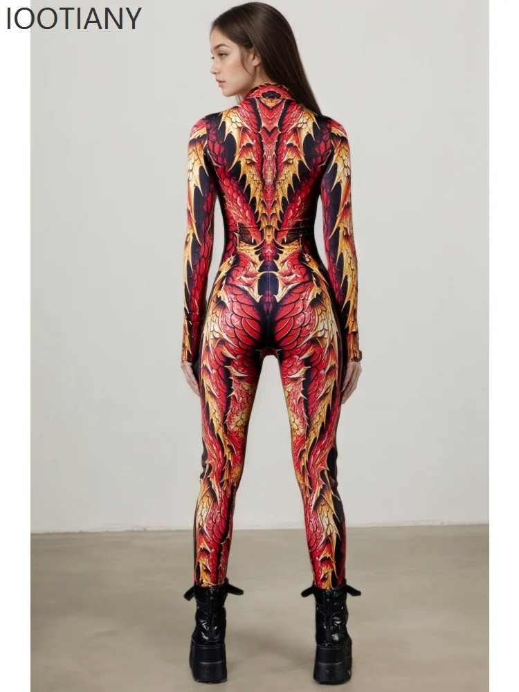 IOOTIANY Unisex Dragon Scale Cosplay Bodysuit Halloween Skinny Jumpsuit Cosplay Skinny Costume For Couples Party Stage Show 2026