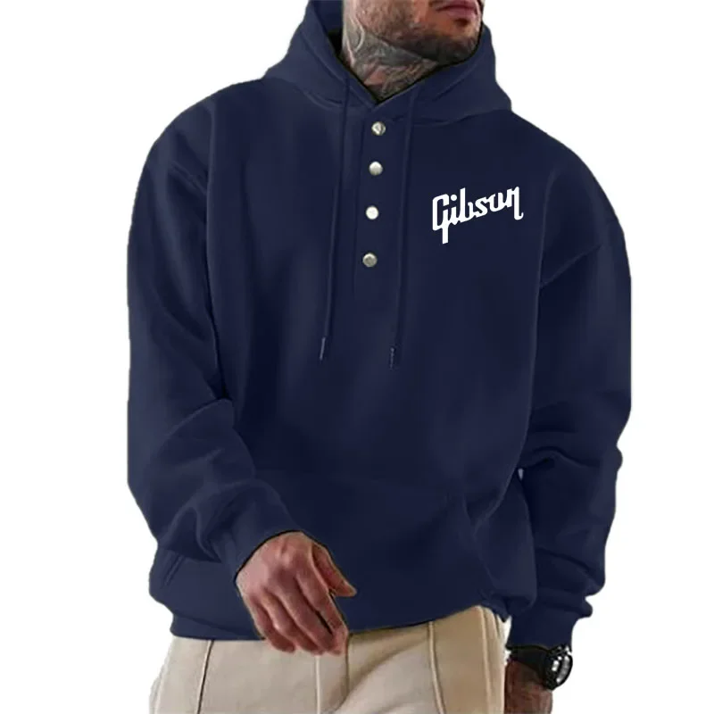 Gibson-Sudadera con capucha para hombre, suéter informal con estampado de moda, Color sólido, Tops sueltos, primavera y otoño, novedad de 2024