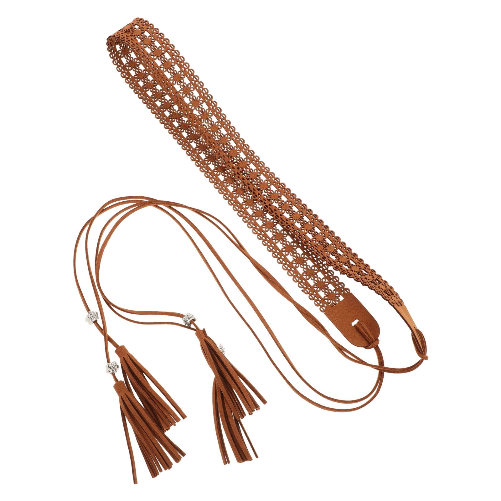 Cinturón bohemio para mujer, vestido decorativo estilo bohemio, cinturones de macramé con borlas de color marrón claro para pantalones vaqueros, ceremonias, banquetes y vacaciones
