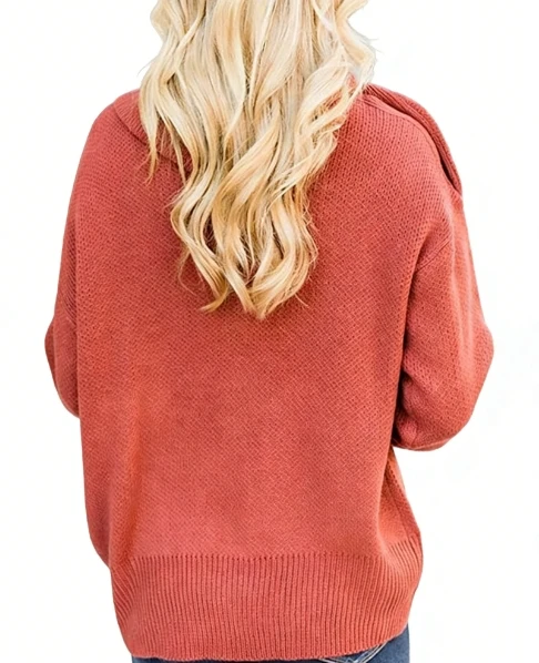 

Женский осенне-зимний свитер с асимметричным воротником, декоративными пуговицами и мягким трикотажным плетением, повседневный.