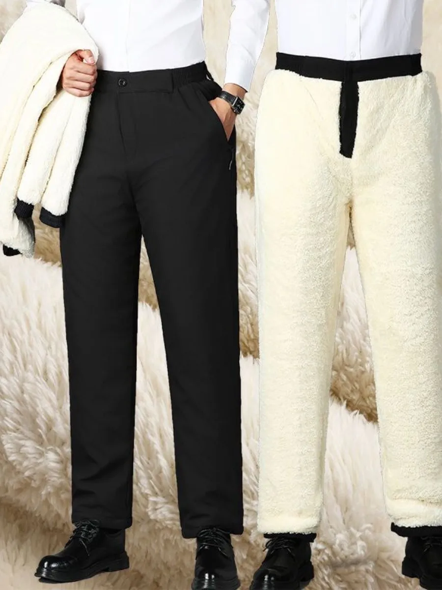 

New Winter Thiened Warm Cotton Pants for Middle-Aged And ly Men High Waist Loose Fit Fce Lined Outdoor Wearable Dad...