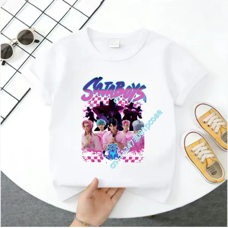 KPop Demon Hunters 2026New Saja Boys Cartoon Boys T-shirt Round Neck Fashion Casual Top Children's T-shirt Kids Clothing view 4